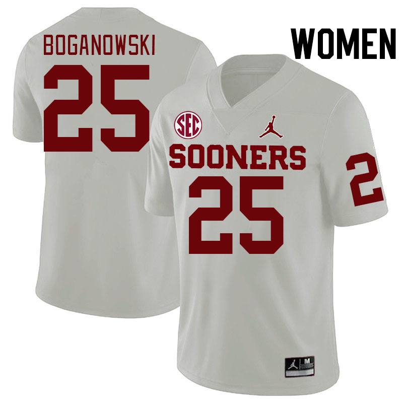 Women #25 Michael Boganowski Oklahoma Sooners 2024 SEC Conference College Football Jerseys-White
